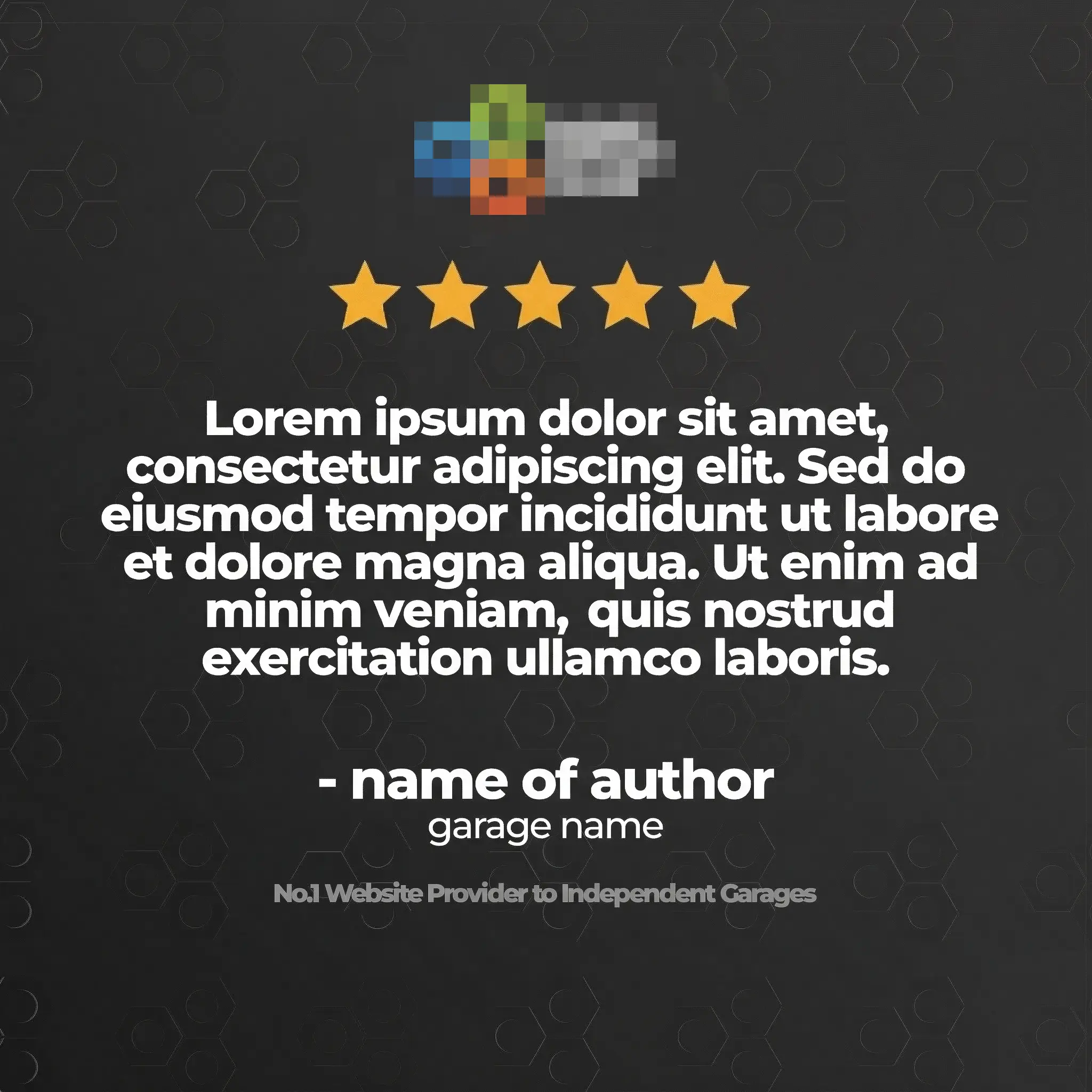 A template graphic for testimonial posts on social media.